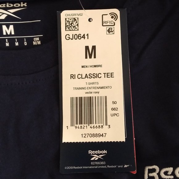 🆕Reebok Men's Standard Training E. Graphic T-Shirt,Vector Navy/Small White Logo - Picture 8 of 14